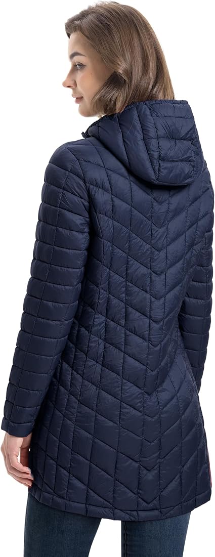 Thermolite Infrared Technology Quilted Jacket, Water Resistant, Transitional Jacket with Hood for Cold, Wet Weather