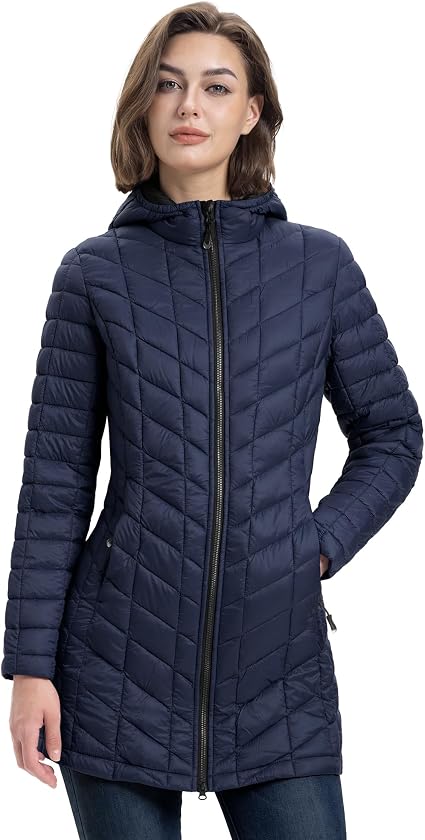 Thermolite Infrared Technology Quilted Jacket, Water Resistant, Transitional Jacket with Hood for Cold, Wet Weather